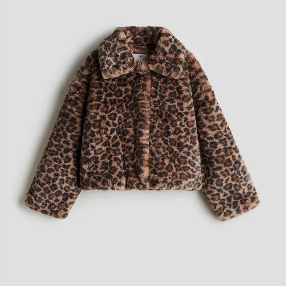 H&M Girls Faux Fur Leopard jacket. Size 8/10.